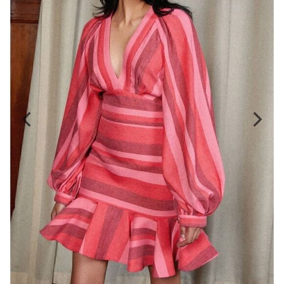 Beulah Dresses & Skirts - NWT BEULAH Pink Striped Ruffle Dress